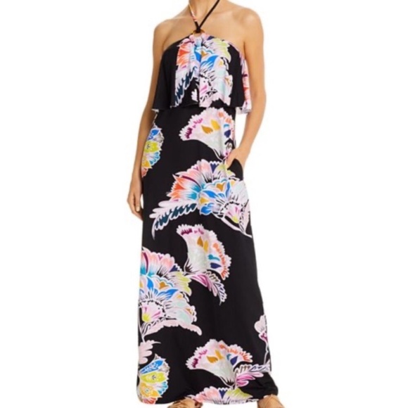 Trina Turk | Dresses | Trina Turk Floral Seychelles Halter Maxi Swim ...